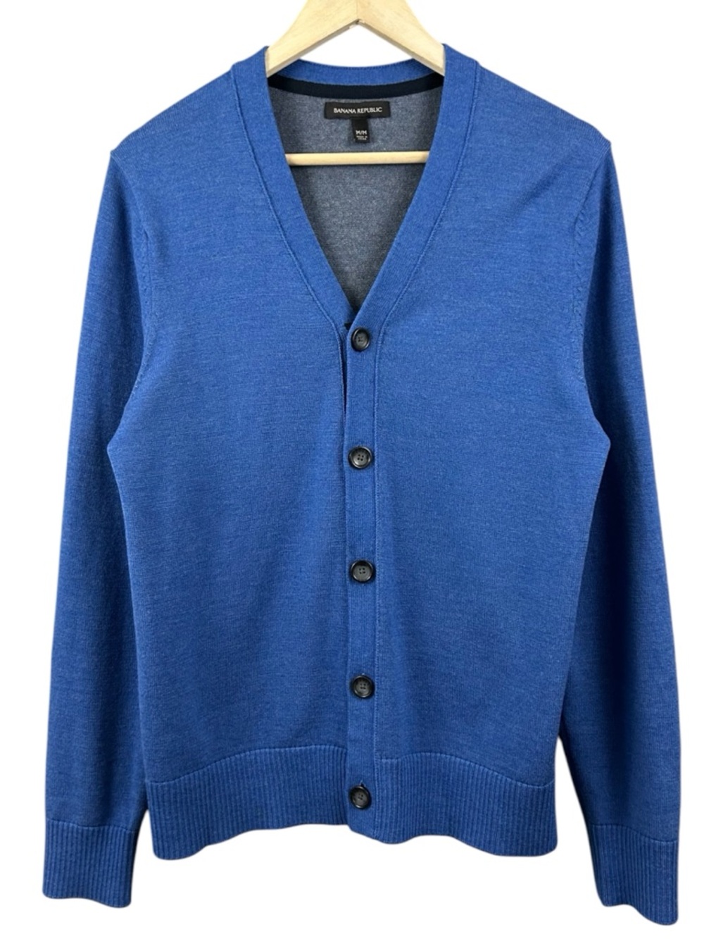 Banana Republic Merino Wool Blend Knit Blue Button Cardigan Size Medium